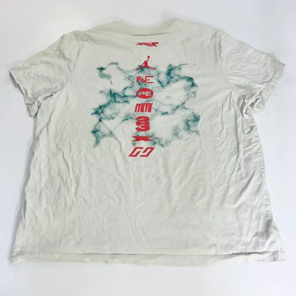 Jordan Mens XXL Graphic Tee Light Green Gray Lightning Spell Out T-Shirt Used
